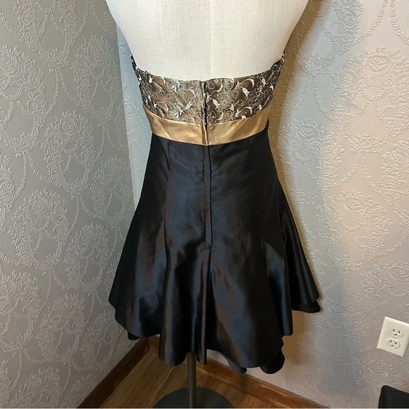 Vintage Gunne Sax Jessica McClintock prom dress 11 cocktail dress black gold Y2K - Picture 4 of 5